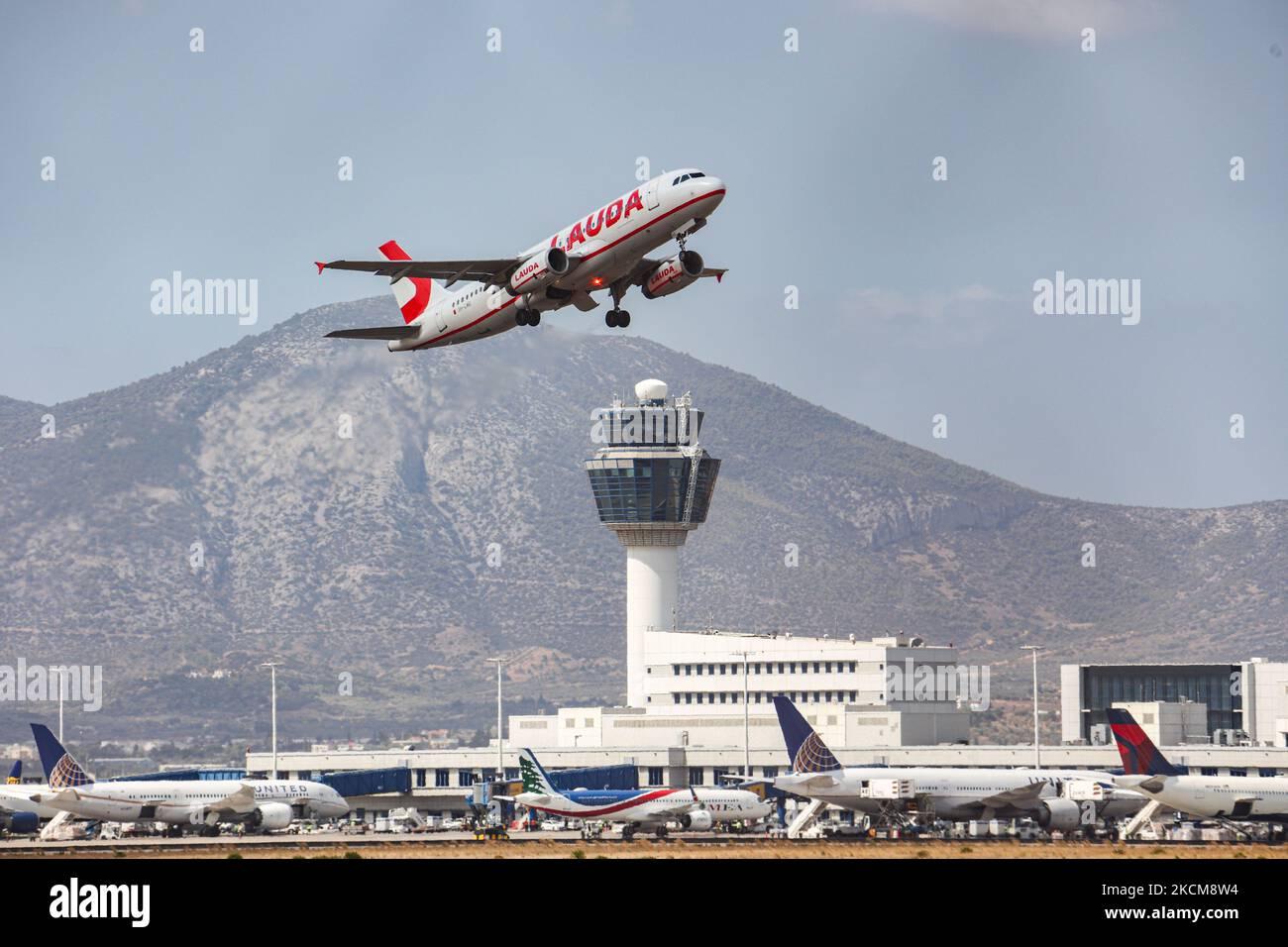 Lauda Europe low cost airline Airbus A320 airplane departs from ...